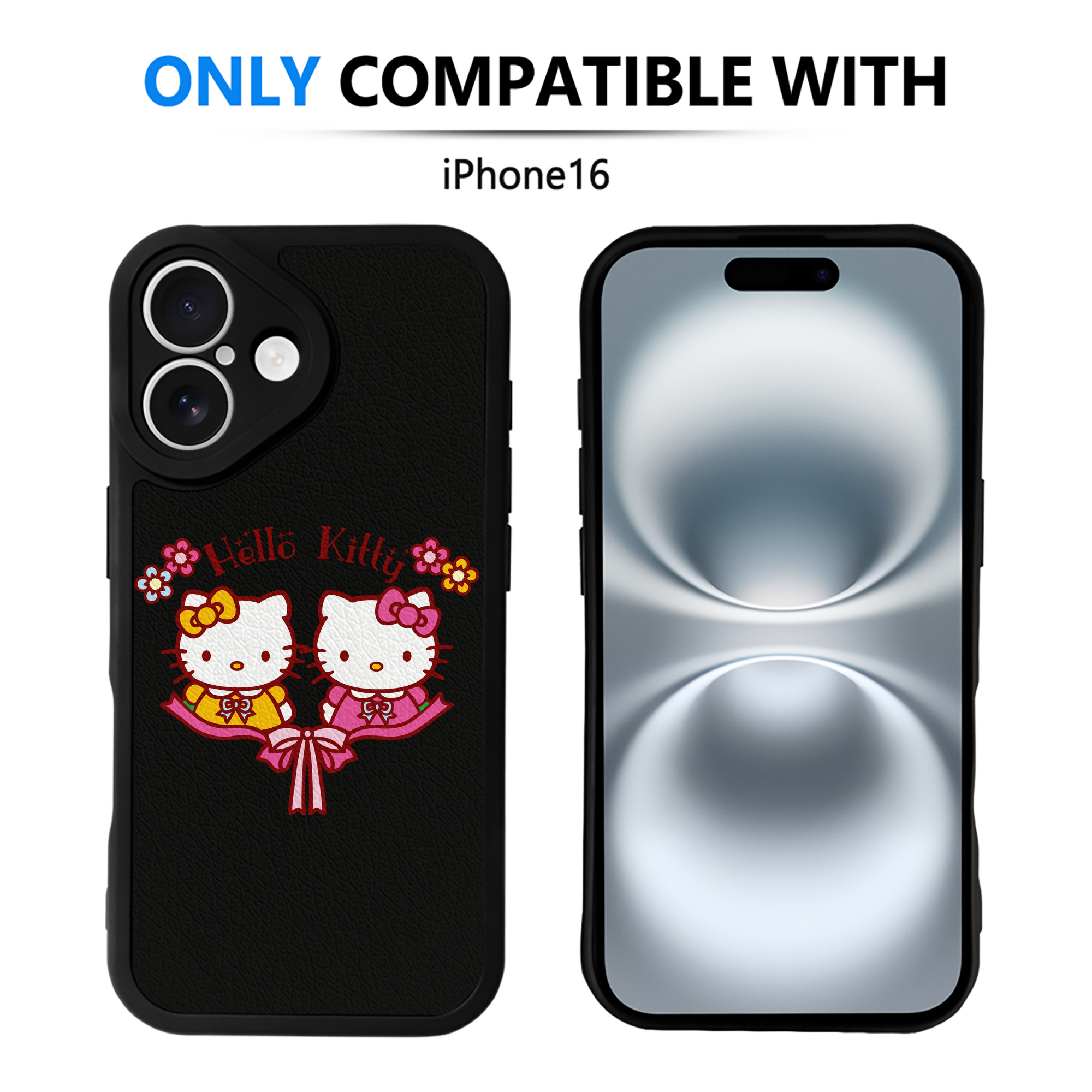 （画像用） Hello Kitty ハローキティ 【iPhone 16シリーズ対応】シリコンスマホケース（レザー調） 材質：シリコン